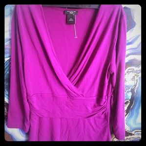 Ladies Ann Taylor faux wrap Fuscia XS petite top
